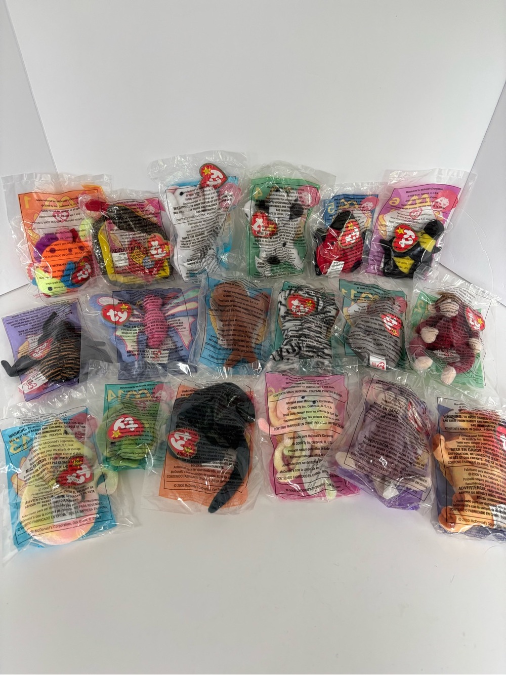 VTG 2000 Ty Teenie Beanie Babies McDonald's Happy Meal Toys COMPLETE SET 1-18